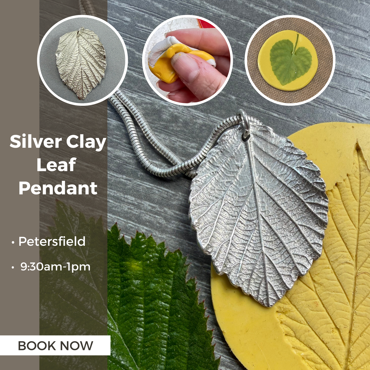 Silver Clay Leaf Pendant (Petersfield, Saturday 3rd October)