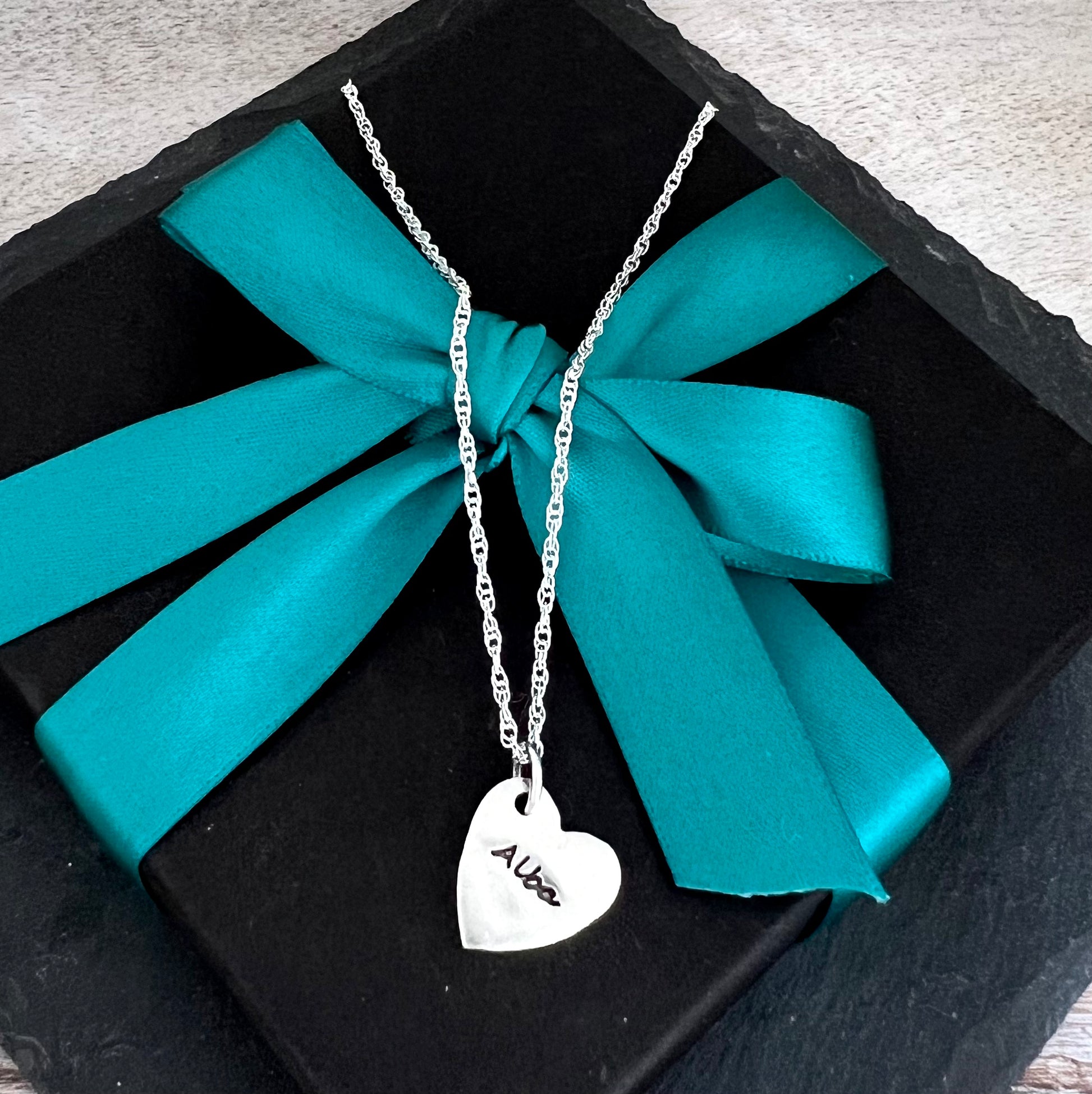 Handprint / Footprint Heart Pendant (mini) - Silver Magpie Fingerprint Jewellery
