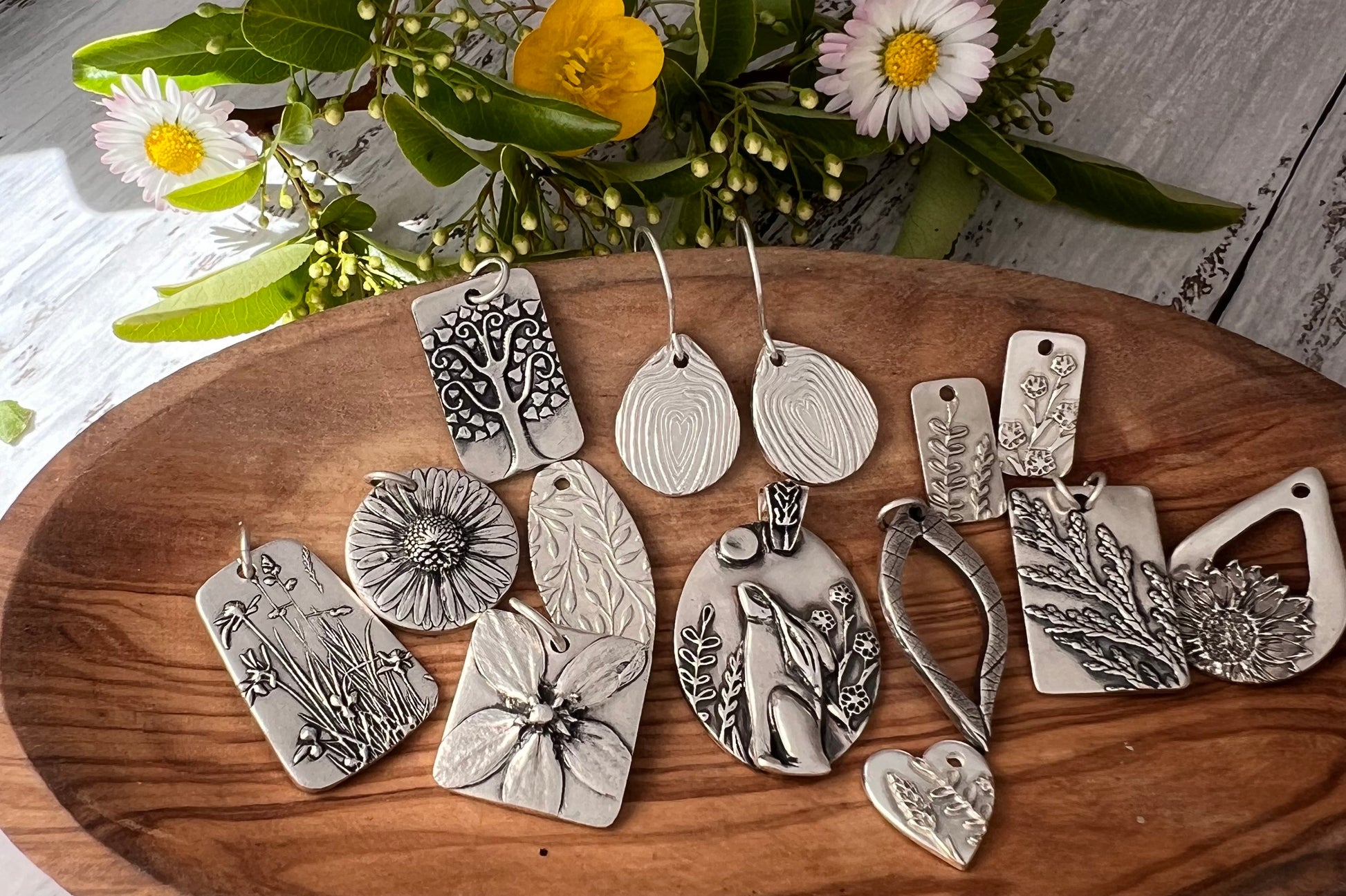 Silver Clay Pendant or Drop Earrings Workshop (Fareham, Sunday 6th July) - Silver Magpie Fingerprint Jewellery