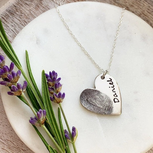 Memorial Pendant (Large) - Silver Magpie Fingerprint Jewellery