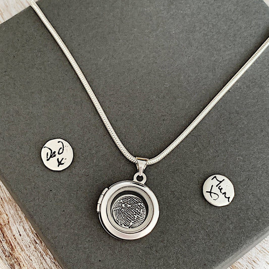 Memorial Fingerprint Locket (circle) - Silver Magpie Fingerprint Jewellery
