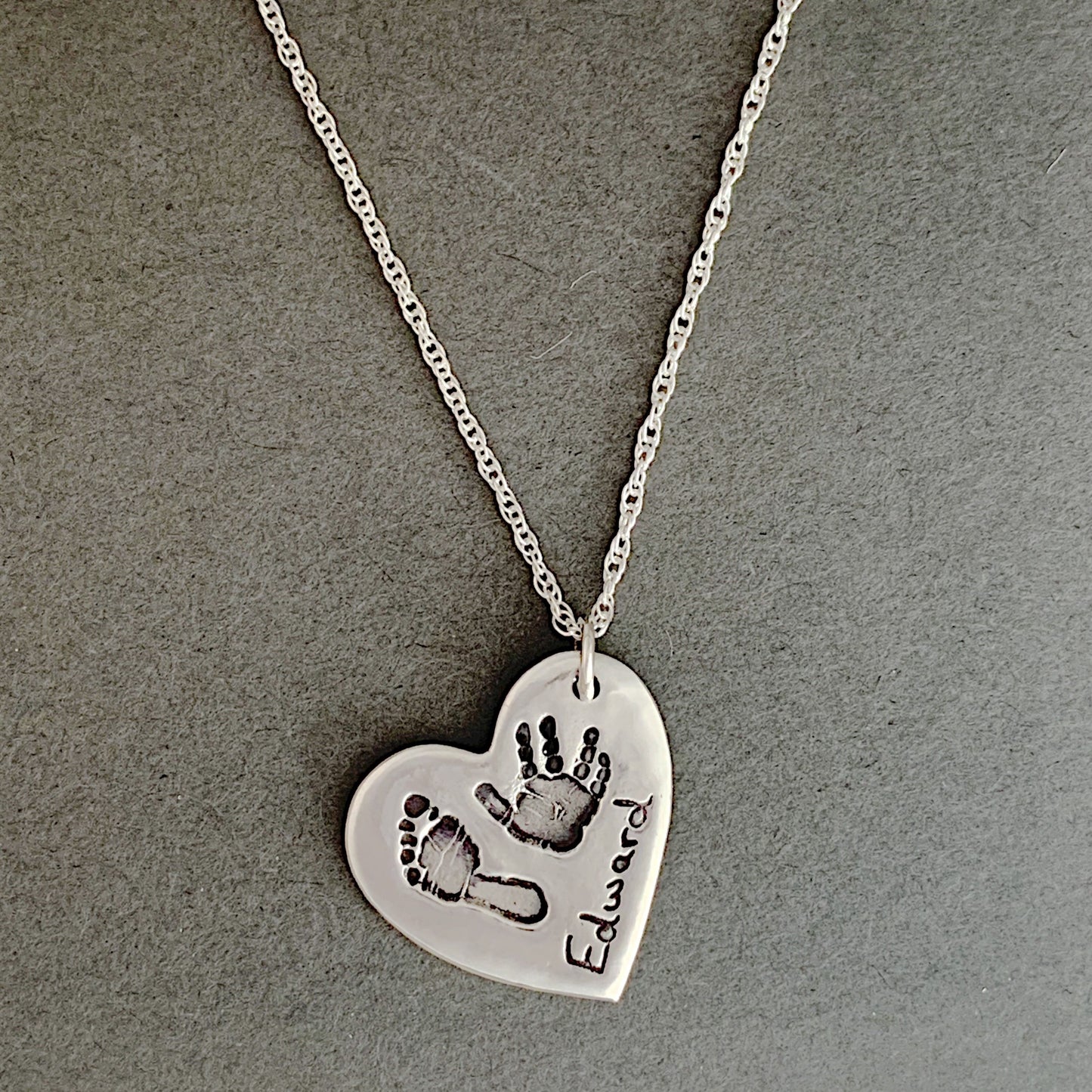 This piece has the client's own handwriting engraved on the front and back