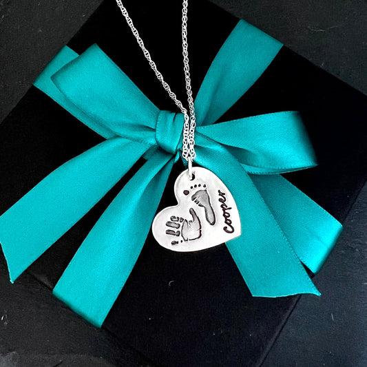 Hand & Foot Print Necklace (Heart)