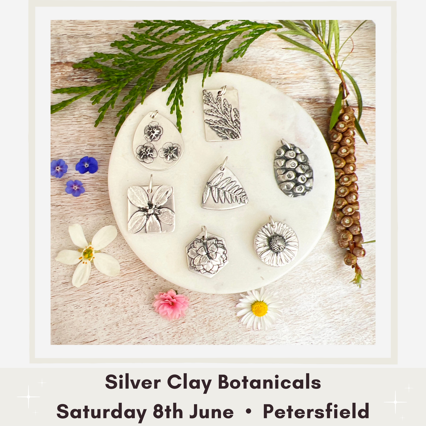 Silver Clay Botanicals (Petersfield Sat 8th June) - Silver Magpie Fingerprint Jewellery