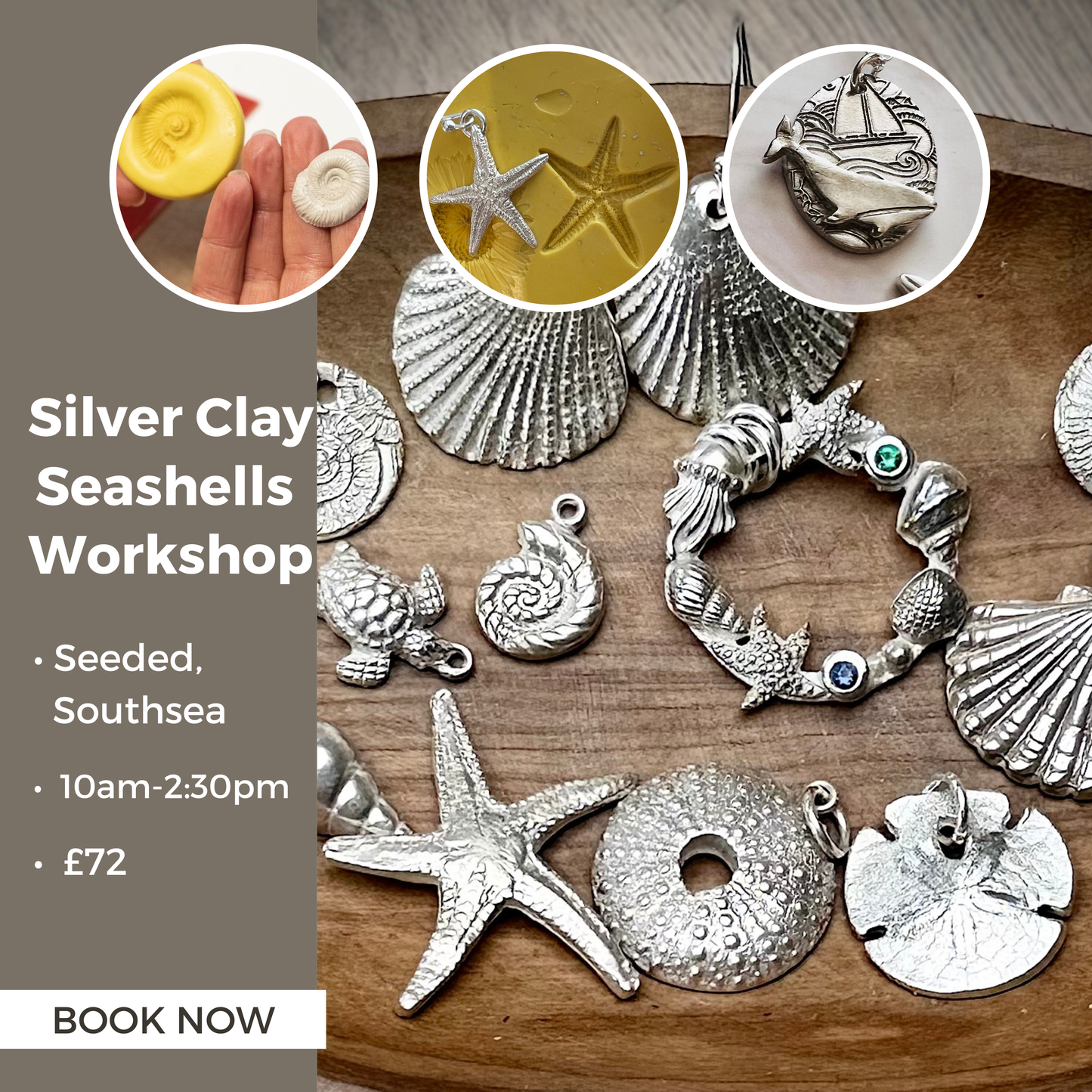 Silver Clay Seashells Workshop (Southsea, Sun 28th June) - Silver Magpie Fingerprint Jewellery
