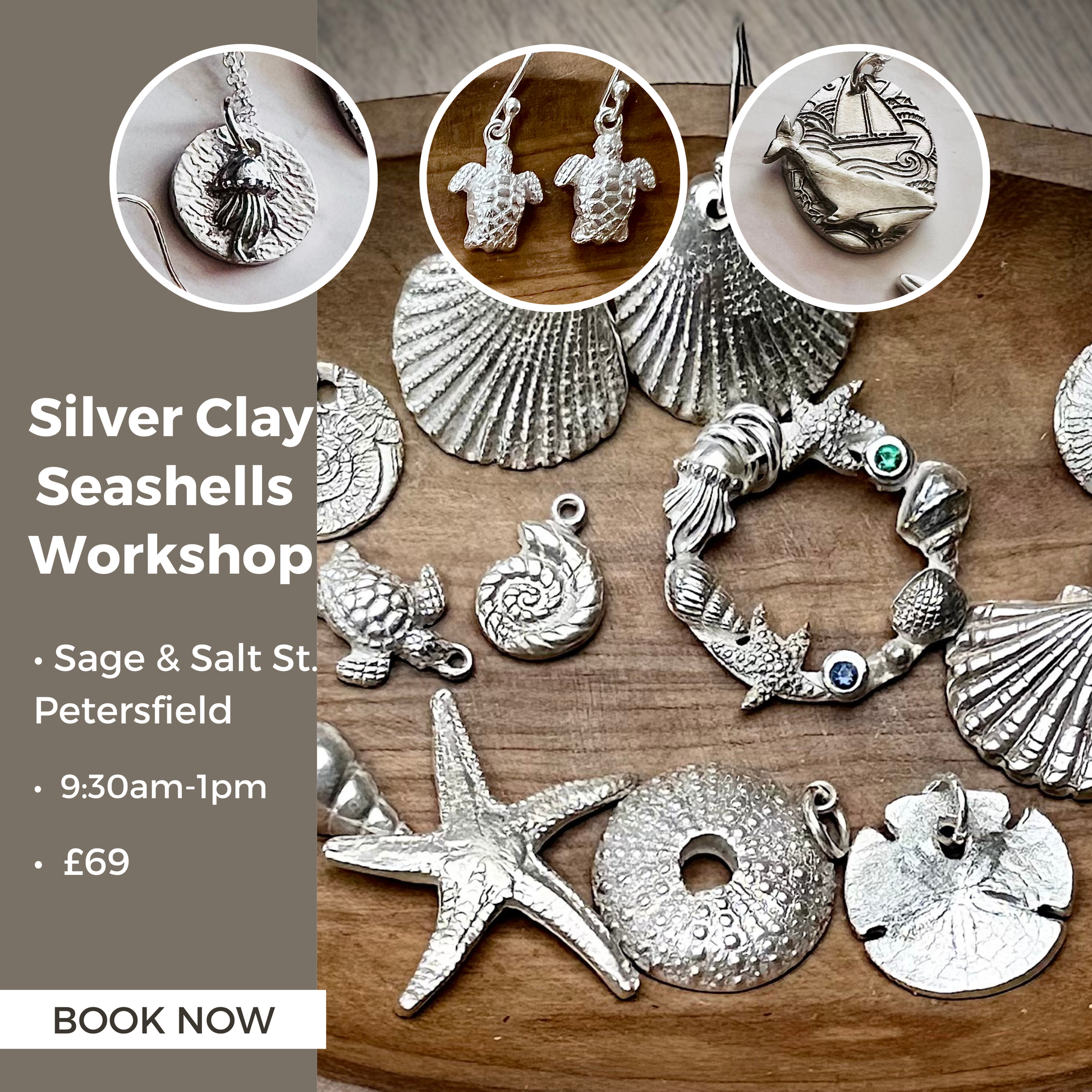 Silver Clay Seashells Workshop (Petersfield, Sat 11th July) - Silver Magpie Fingerprint Jewellery