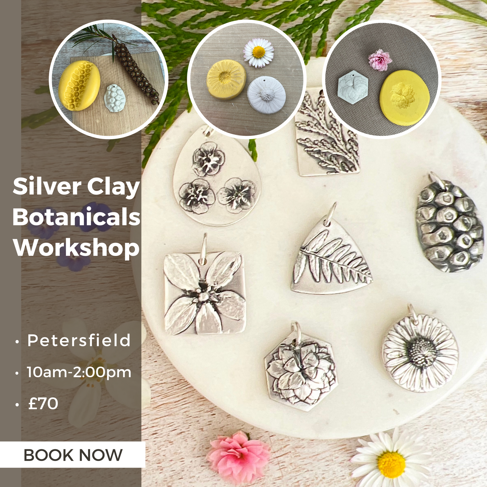 Silver Clay Botanicals (Petersfield Sat 21st June) - Silver Magpie Fingerprint Jewellery