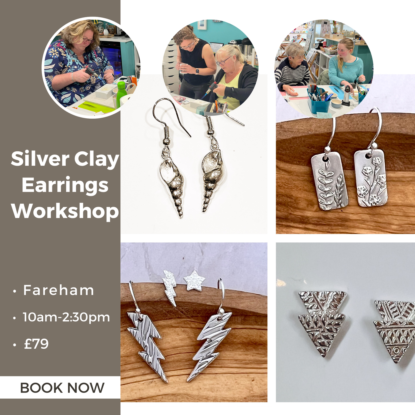 Silver Clay Earrings Workshop (Fareham, Sunday 15th November)