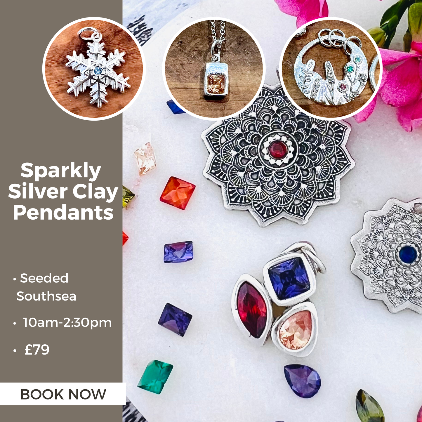 Sparkly Silver Clay Pendant Workshop  (Southsea, Sun 27th September)