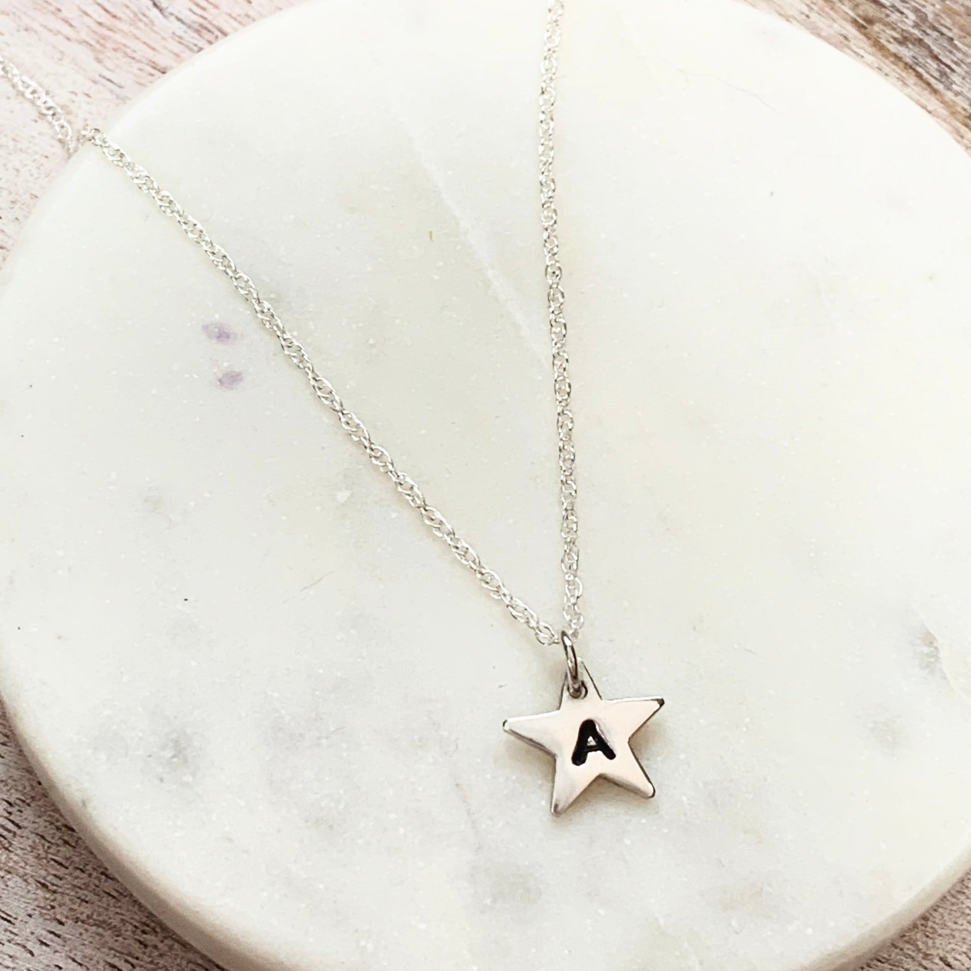 Star Initial Necklace - Silver Magpie Fingerprint Jewellery