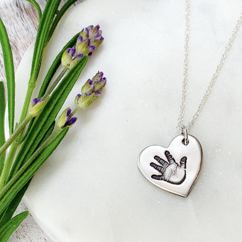 Handprint Necklace - Silver Magpie Fingerprint Jewellery