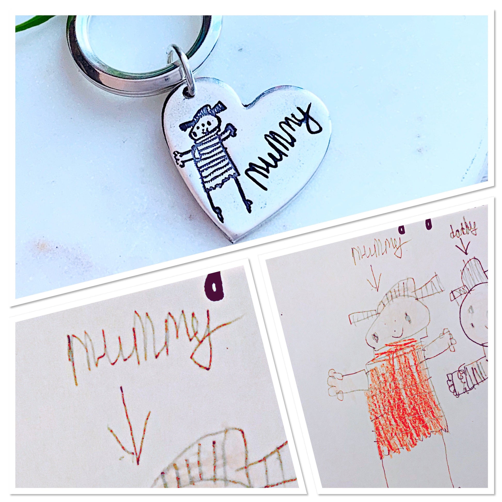 Doodle Keyring - Silver Magpie Fingerprint Jewellery