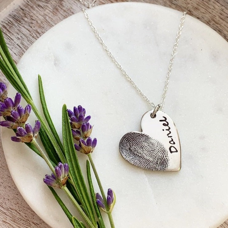 Memorial Pendant (Large) - Silver Magpie Fingerprint Jewellery