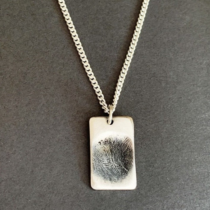 Memorial Dog Tag - Silver Magpie Fingerprint Jewellery
