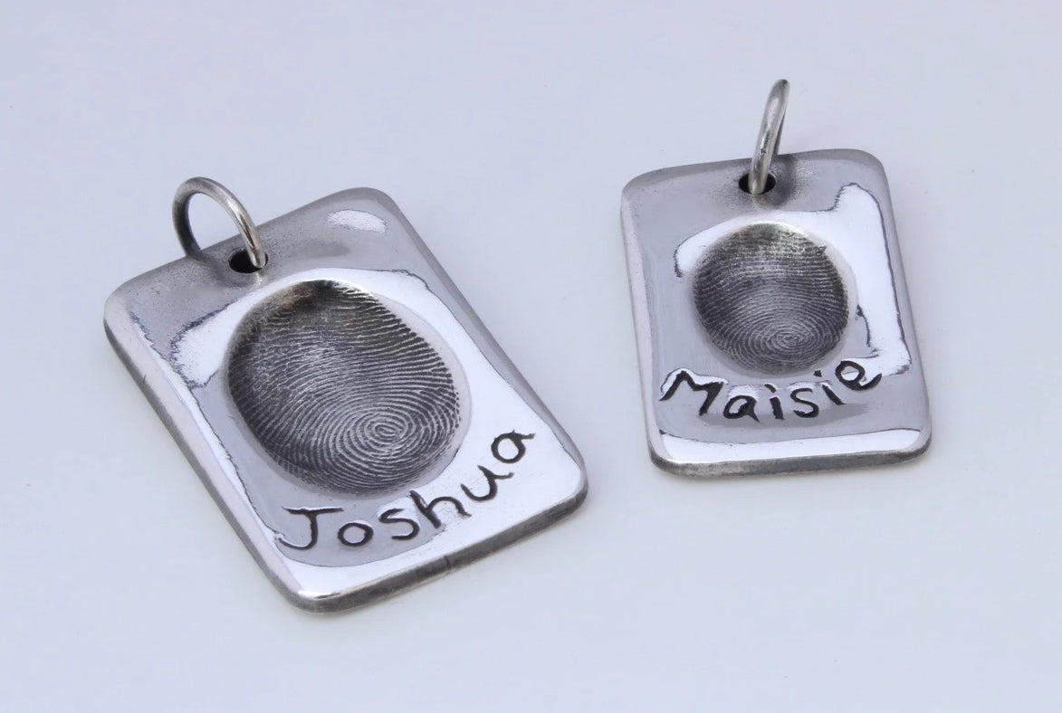 Fingerprint Dog Tag - Silver Magpie Fingerprint Jewellery