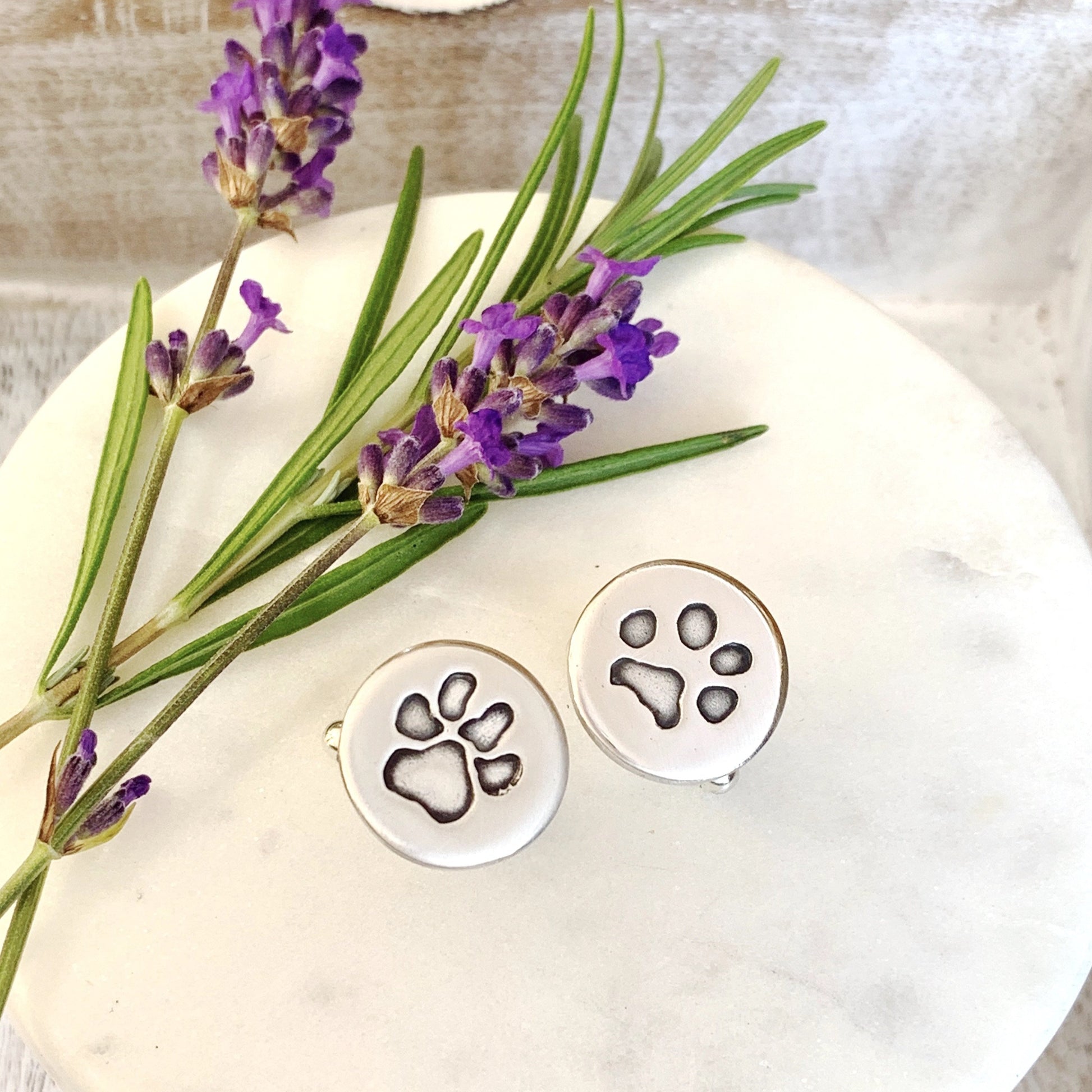 Paw Print Cufflinks (Round) - Silver Magpie Fingerprint Jewellery