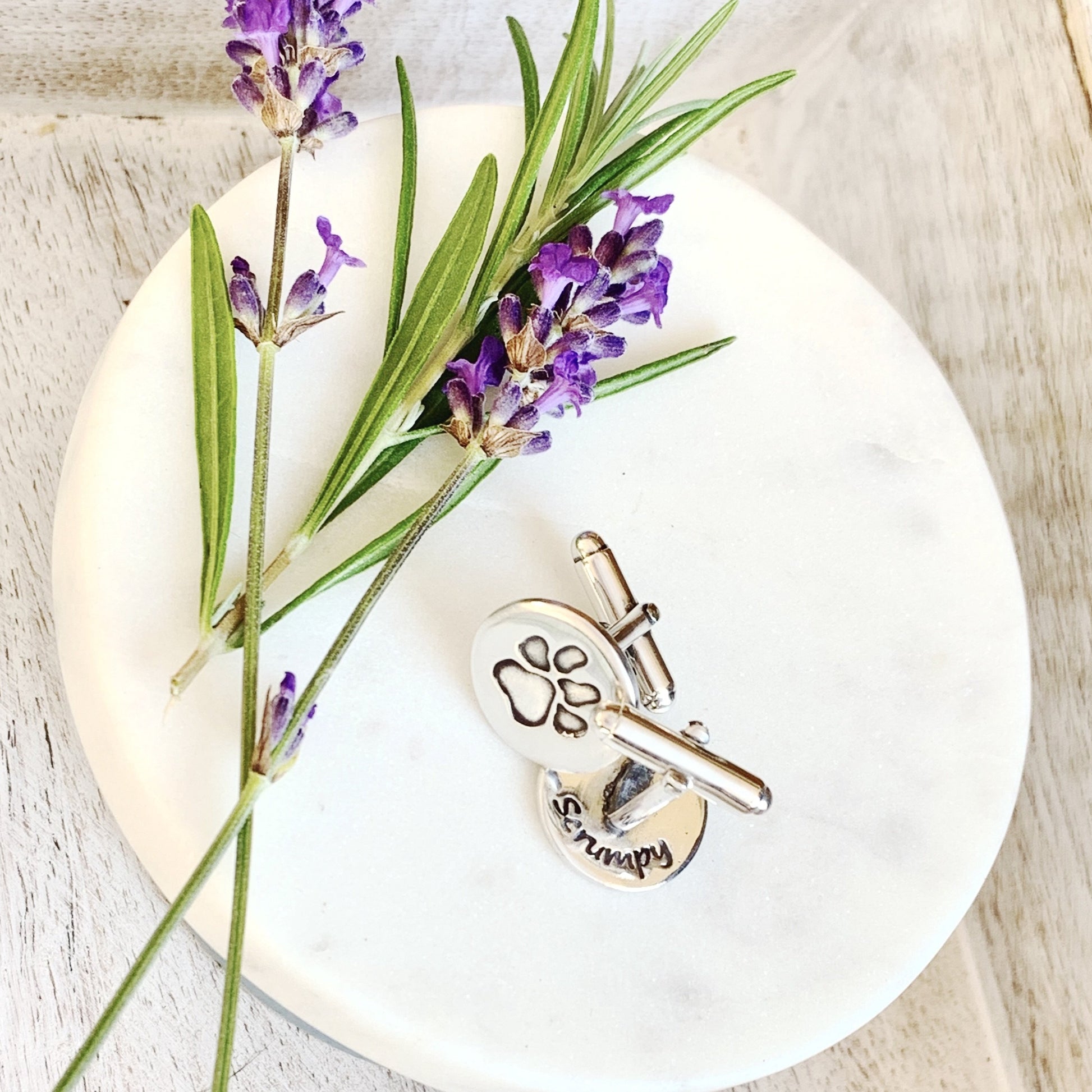 Paw Print Cufflinks (Round) - Silver Magpie Fingerprint Jewellery