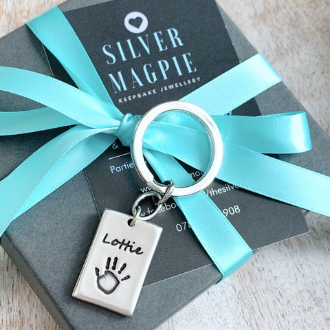 Handprint & Footprint Keyring - Silver Magpie Fingerprint Jewellery