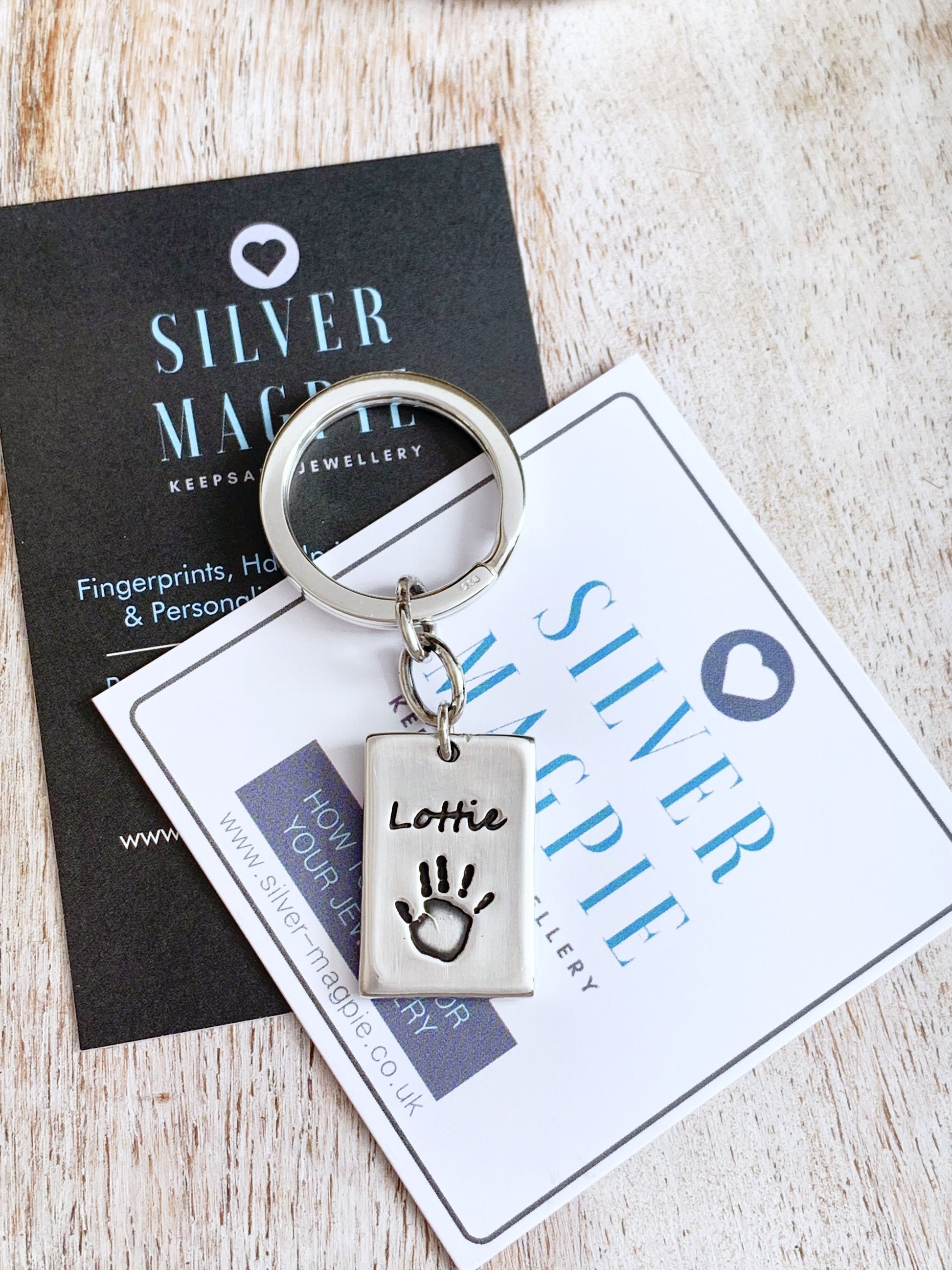 Handprint & Footprint Keyring - Silver Magpie Fingerprint Jewellery