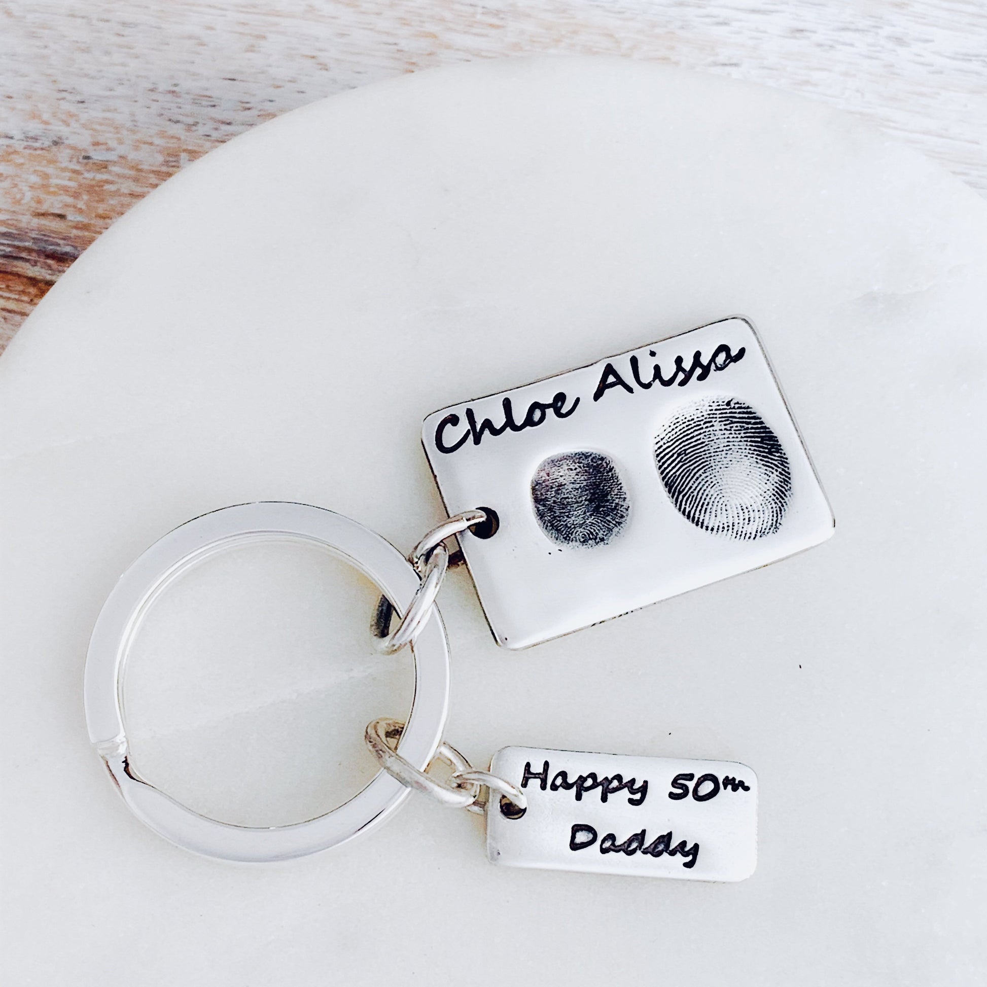 Fingerprint Keyring - Silver Magpie Fingerprint Jewellery