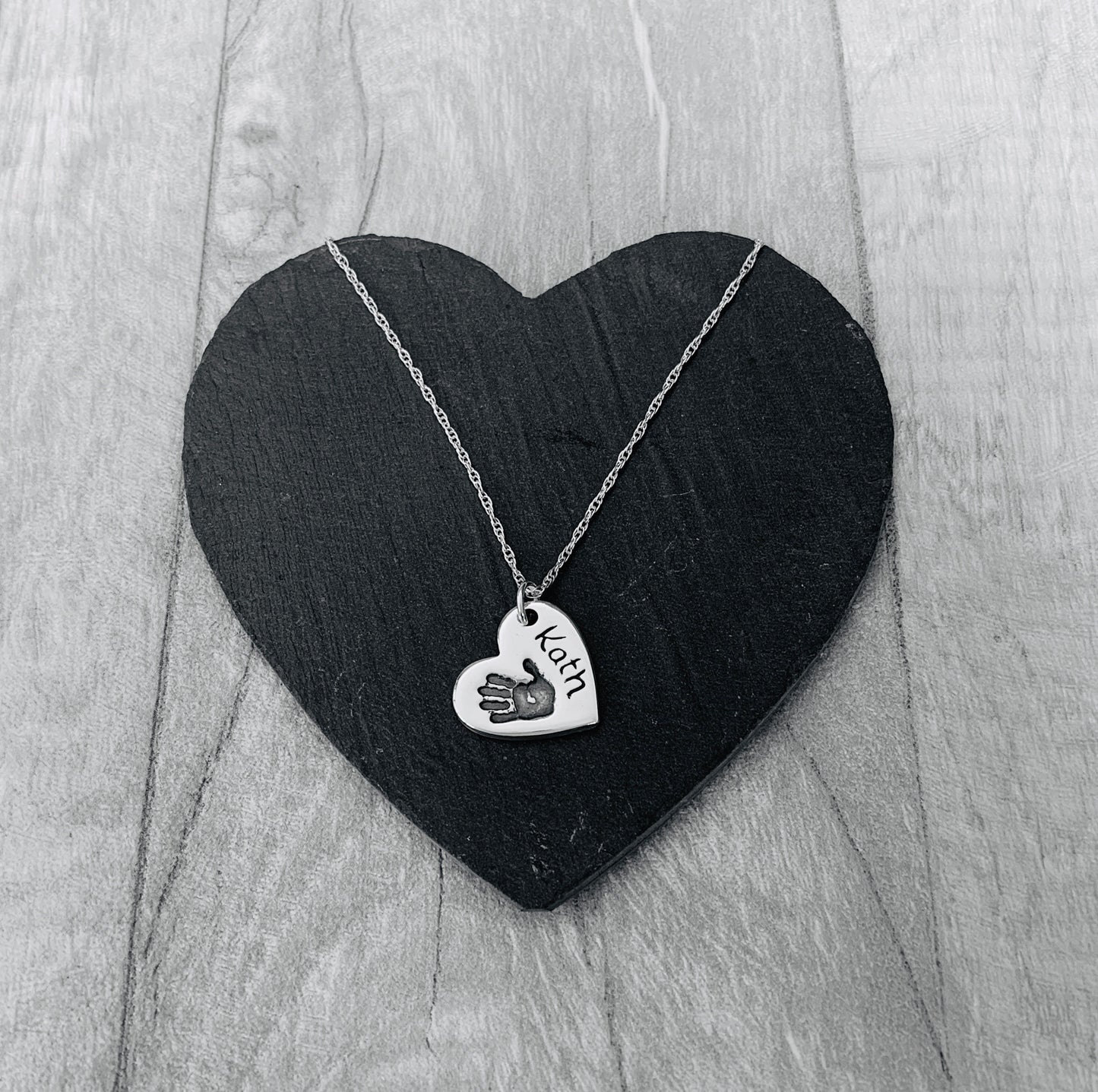 Handprint Necklace - Silver Magpie Fingerprint Jewellery