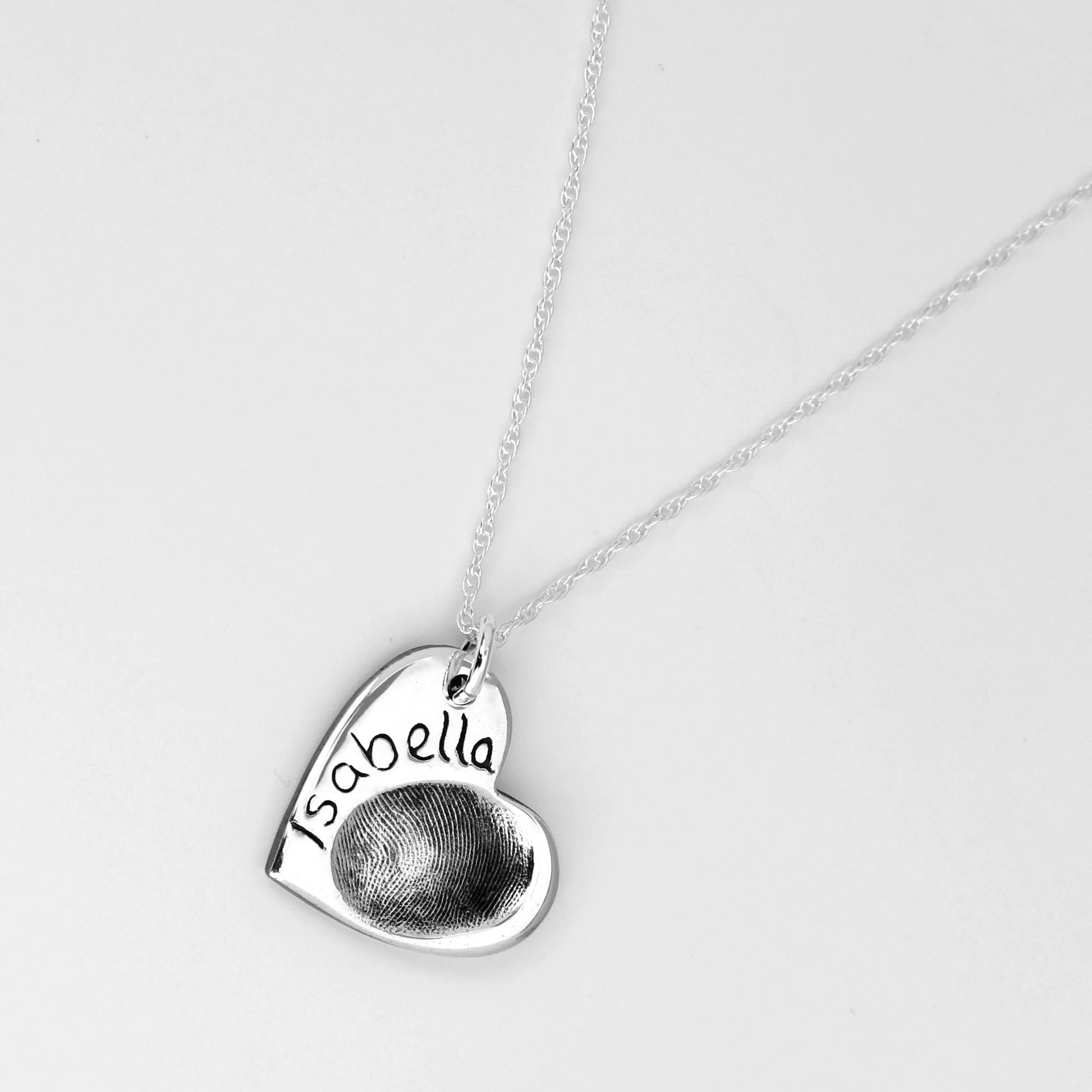 Fingerprint Necklace (Heart) - Silver Magpie Fingerprint Jewellery