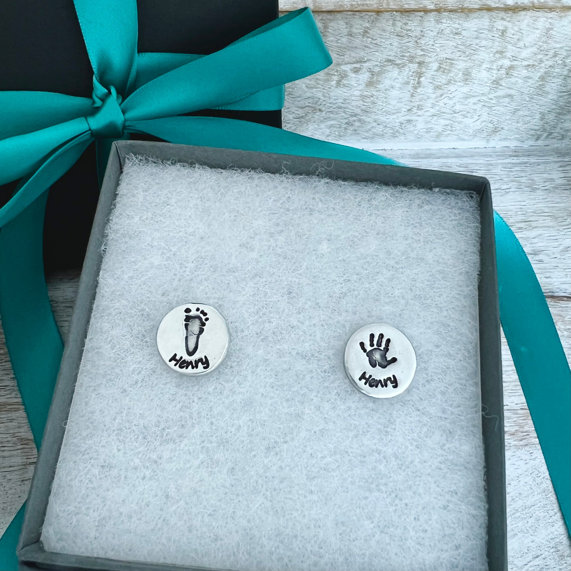 Hand & Foot Print Cufflinks - Silver Magpie Fingerprint Jewellery