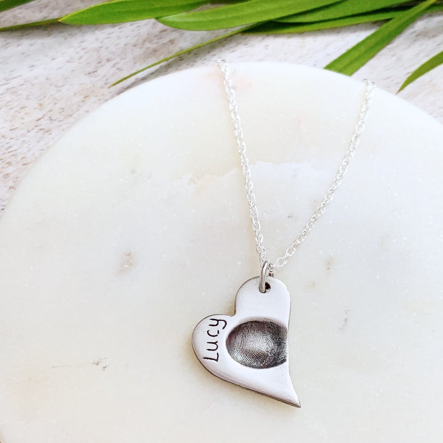 Fingerprint Necklace (Heart) - Silver Magpie Fingerprint Jewellery