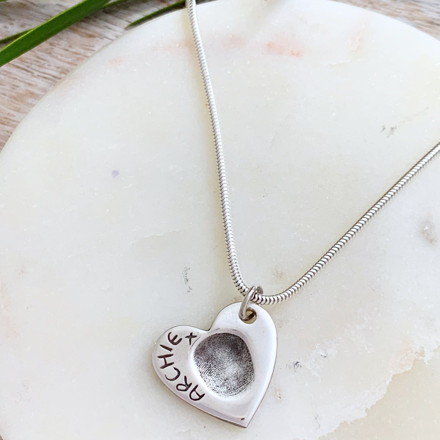 Fingerprint Necklace (Heart) - Silver Magpie Fingerprint Jewellery