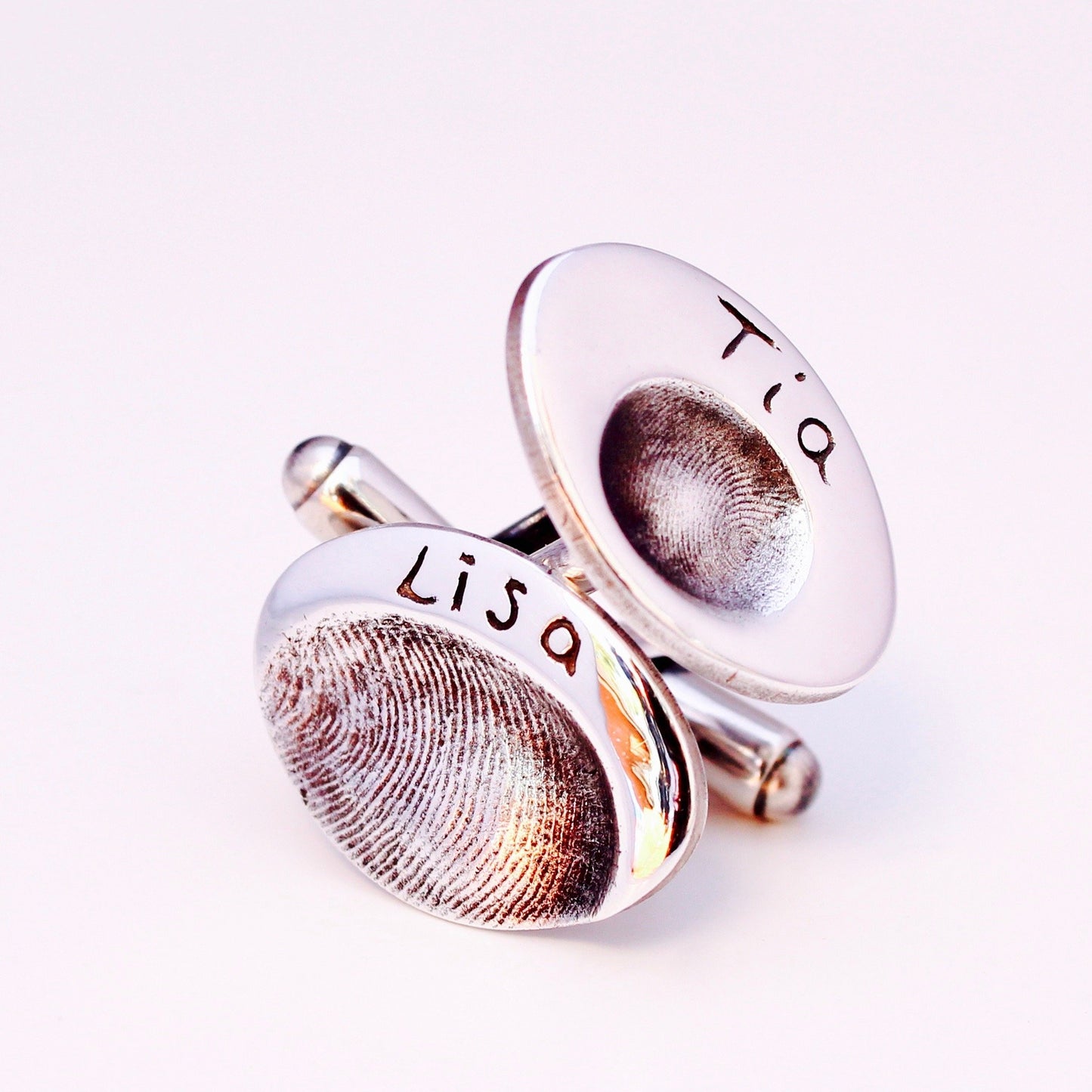 Groom Oval Fingerprint Cufflinks - Silver Magpie Fingerprint Jewellery