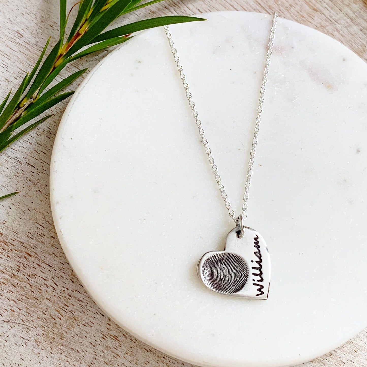 Fingerprint Necklace (Heart) - Silver Magpie Fingerprint Jewellery