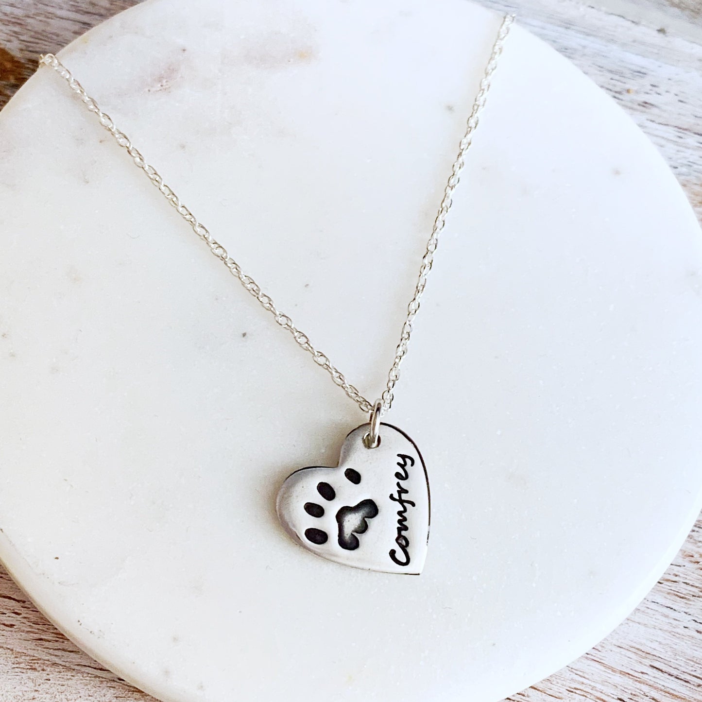 Pawprint Necklace (Heart) - Silver Magpie Fingerprint Jewellery