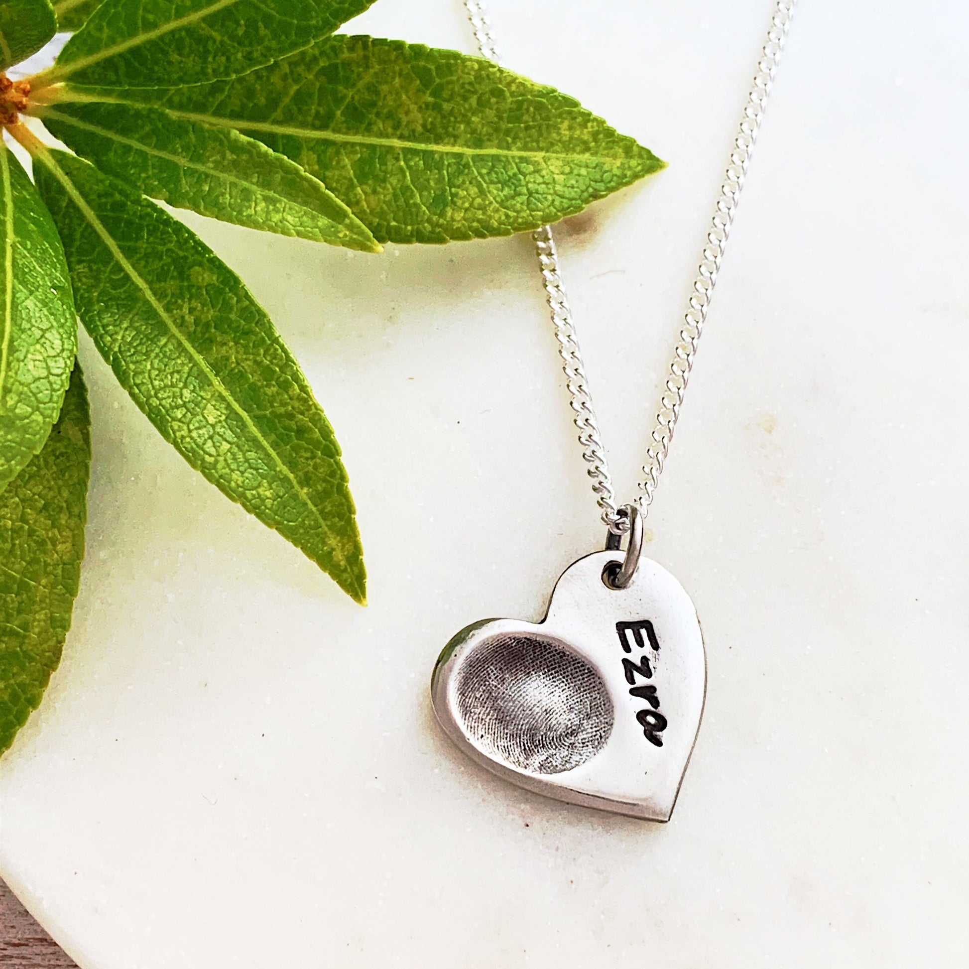 Fingerprint Necklace (Heart) - Silver Magpie Fingerprint Jewellery