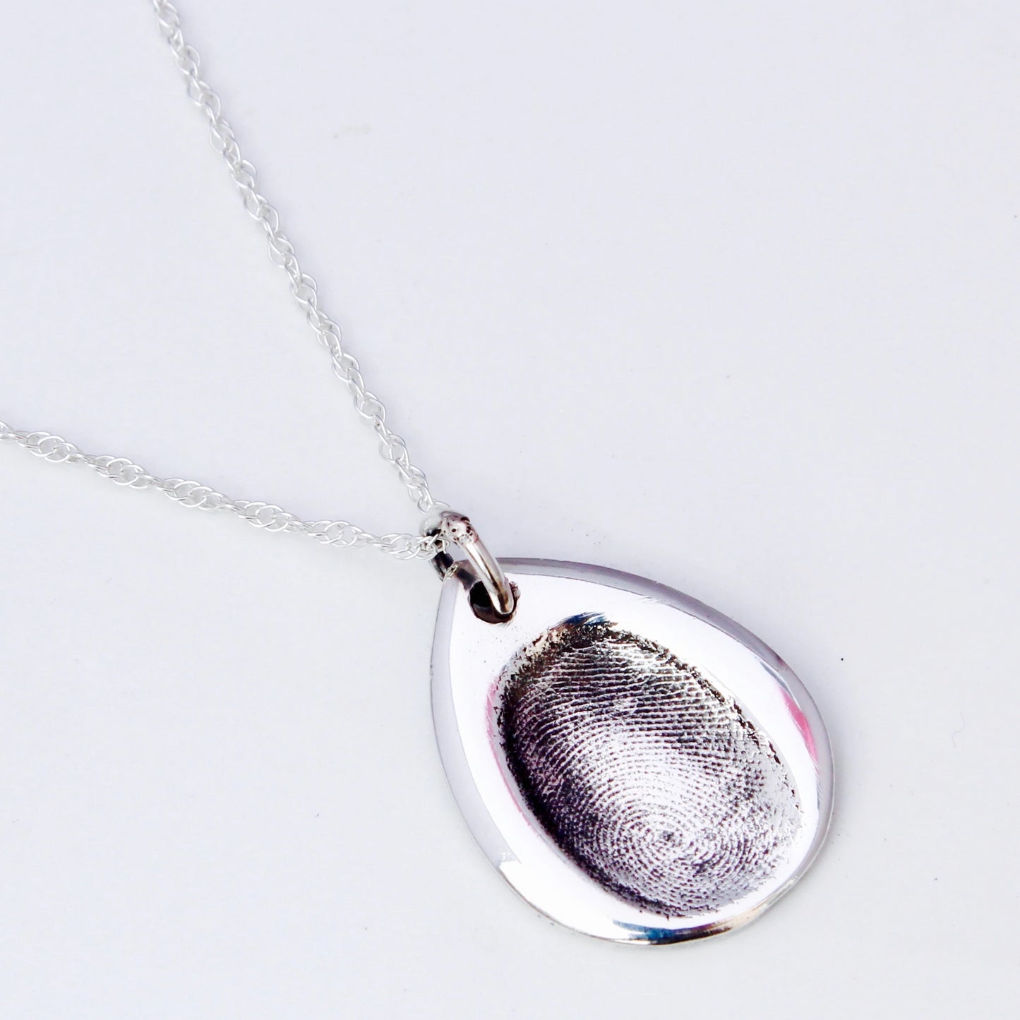 Fingerprint Necklace (Rose Petal) - Silver Magpie Fingerprint Jewellery