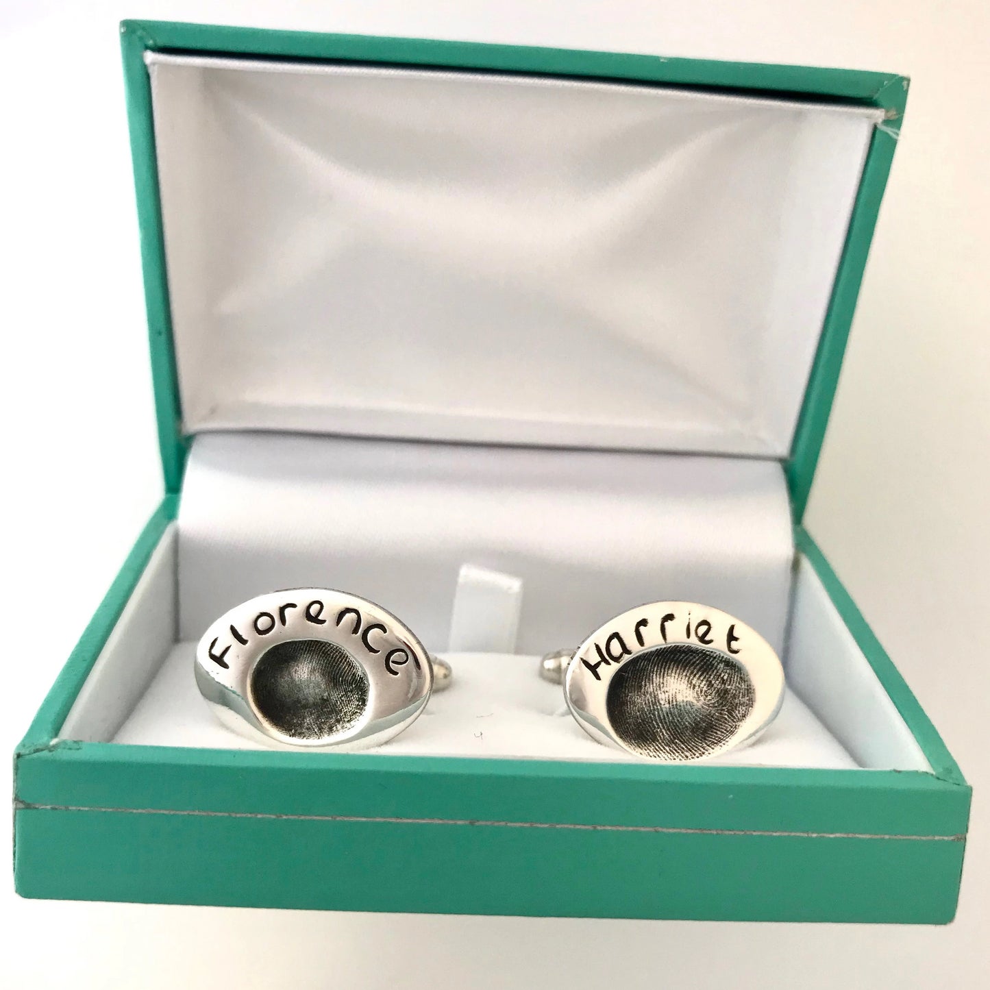 Fingerprint Cufflinks (Oval) - Silver Magpie Fingerprint Jewellery