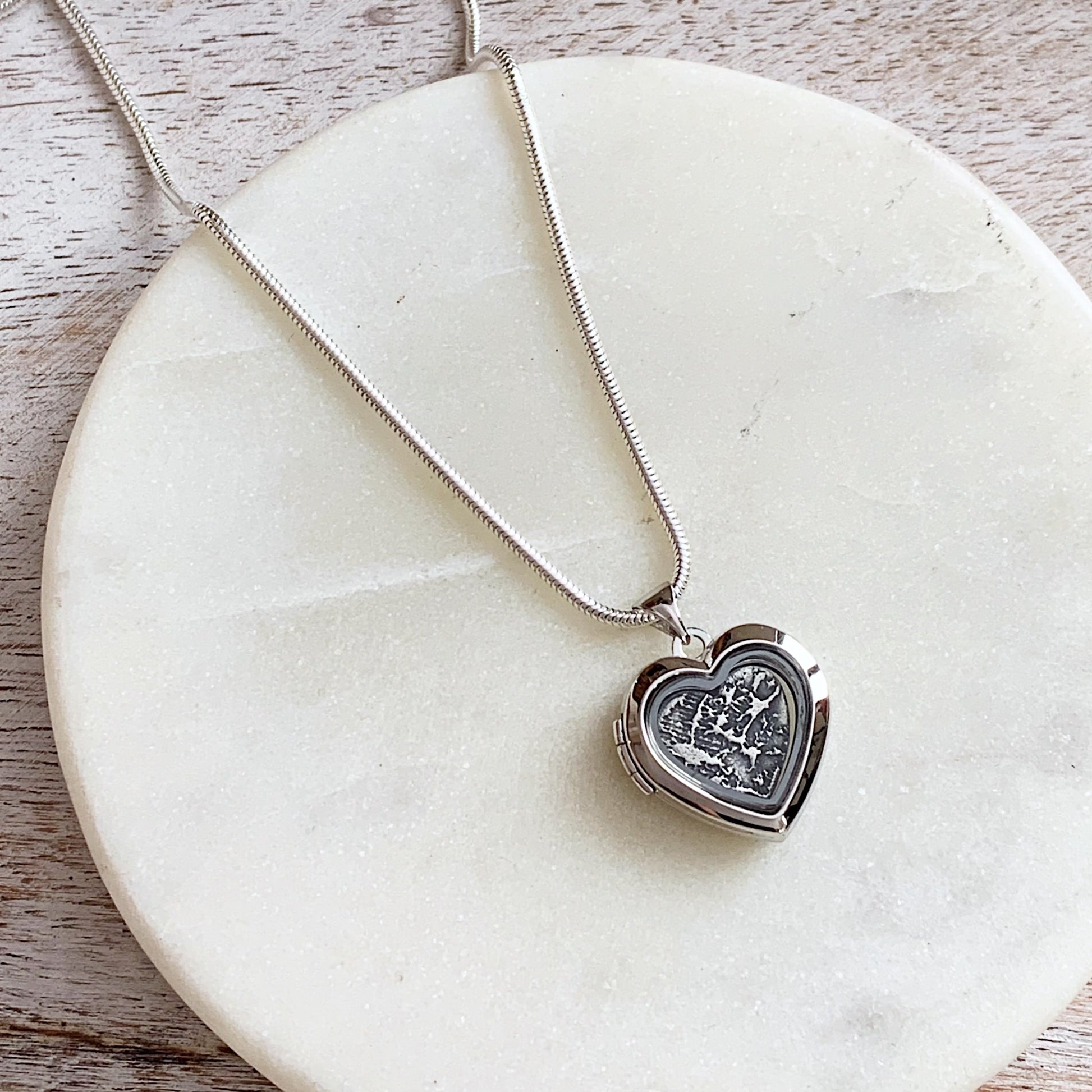 Fingerprint Locket (Heart) - Silver Magpie Fingerprint Jewellery