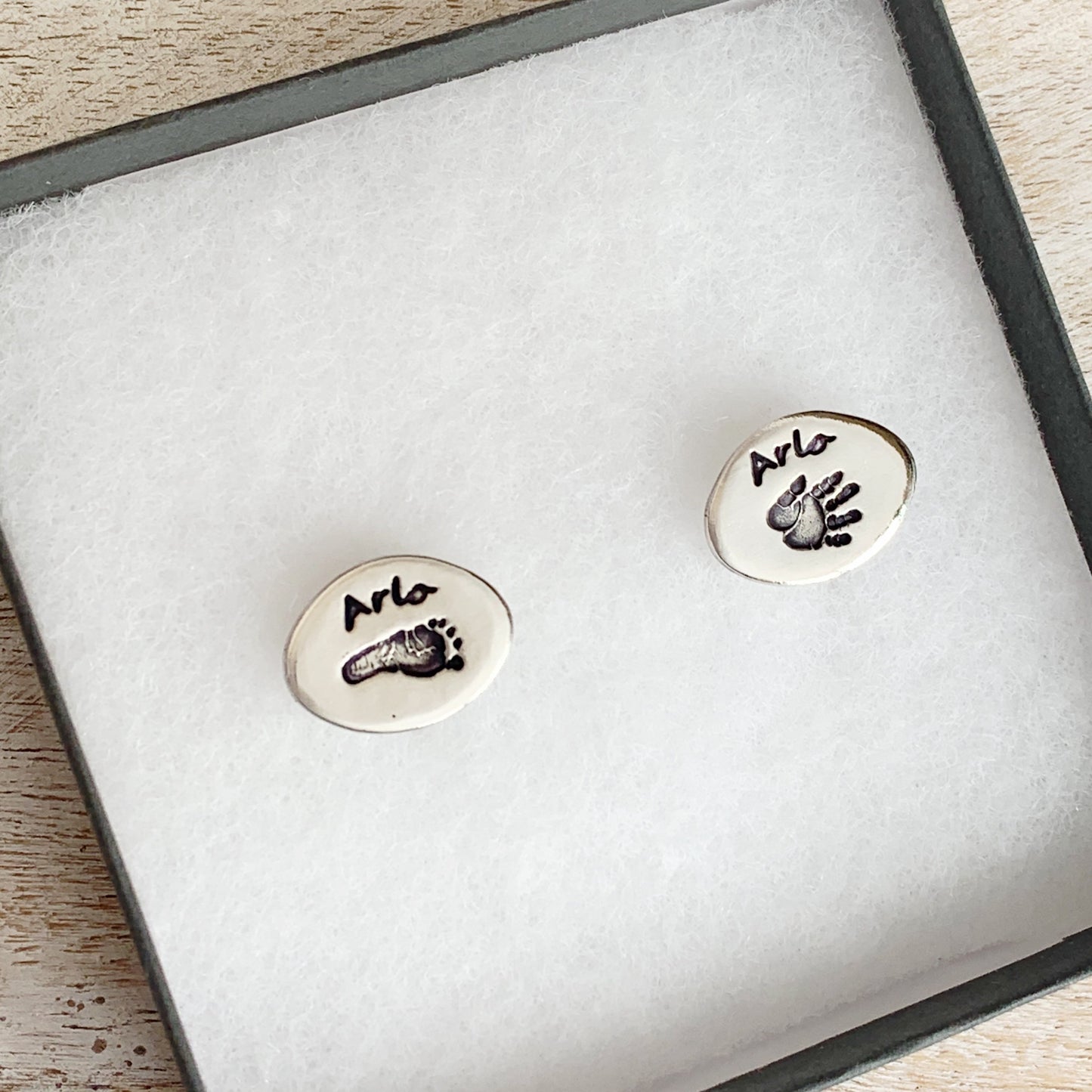 Hand & Foot Print Cufflinks - Silver Magpie Fingerprint Jewellery