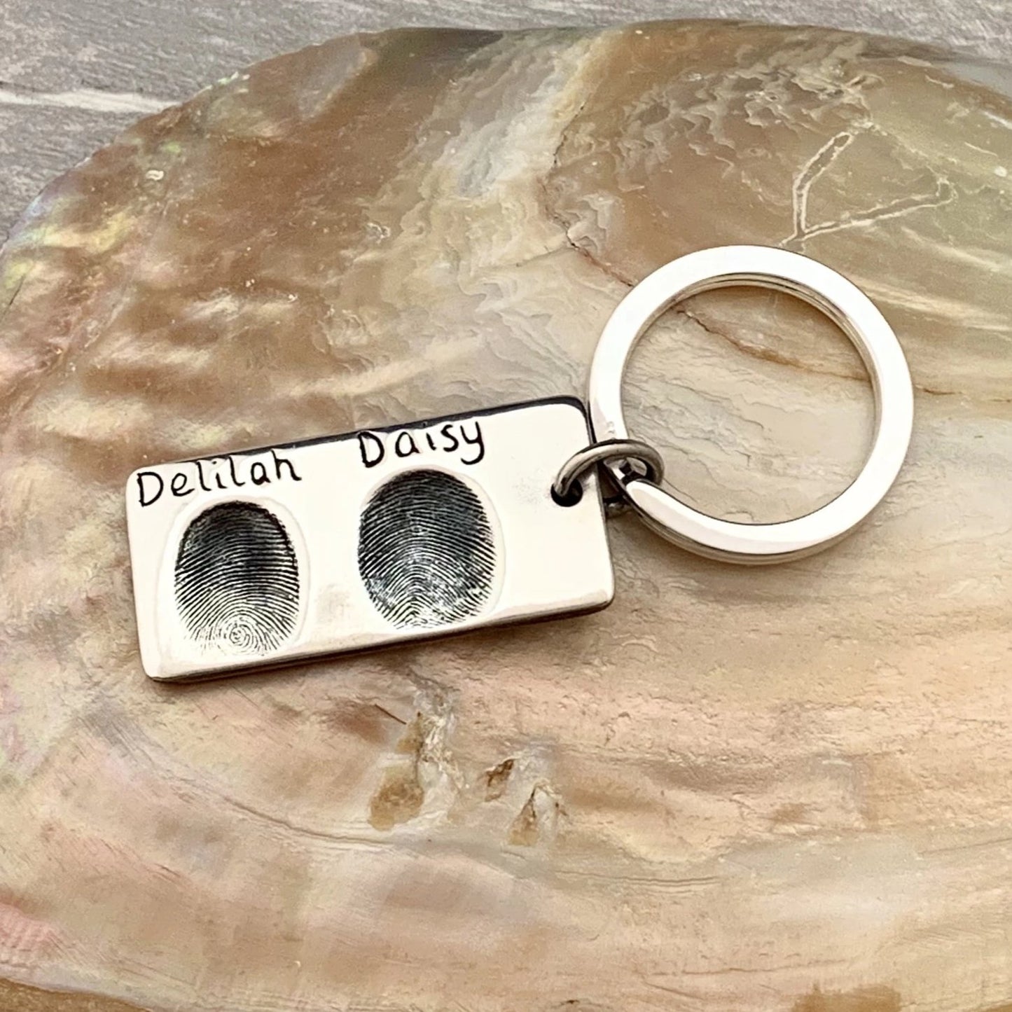 Fingerprint Keyring - Silver Magpie Fingerprint Jewellery