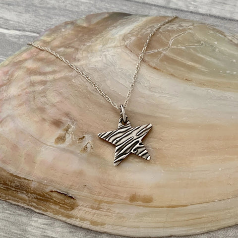 Silver Star Necklace - Silver Magpie Fingerprint Jewellery