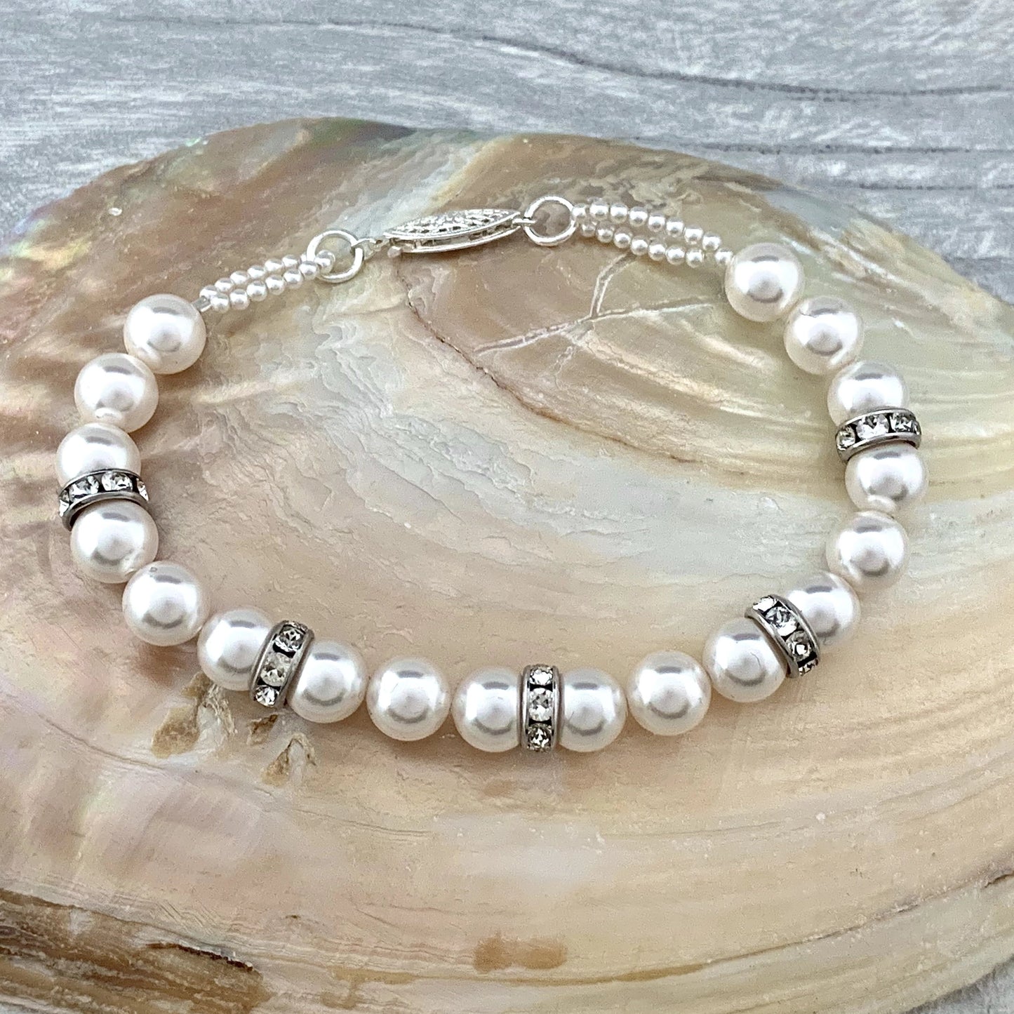 Pearl Bridal Bracelet - Silver Magpie Fingerprint Jewellery