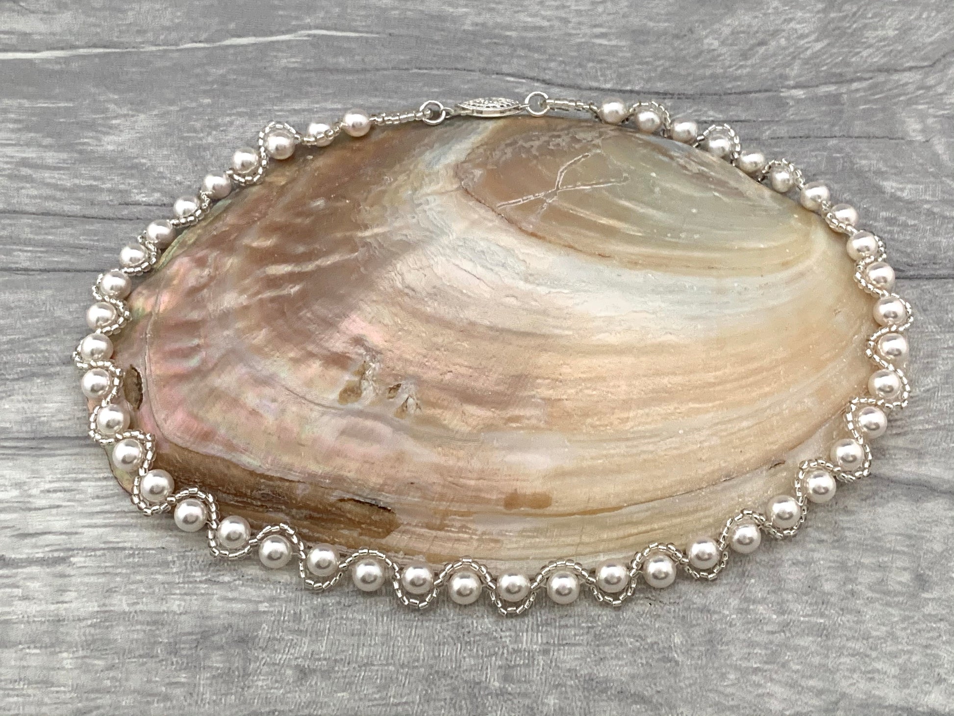 Pearl Bridal Necklace - Silver Magpie Fingerprint Jewellery