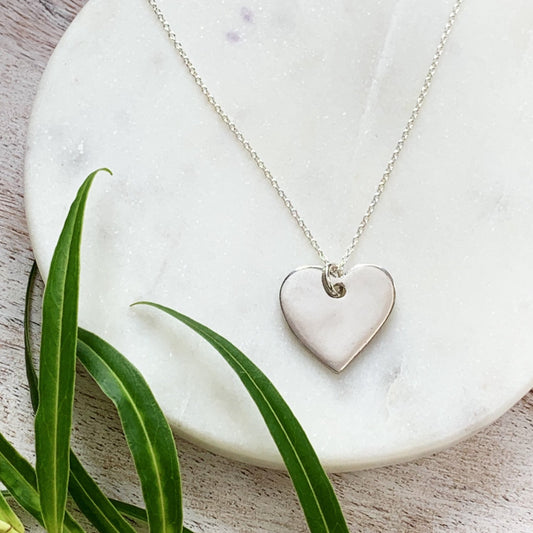 Silver Heart Necklace - Silver Magpie Fingerprint Jewellery