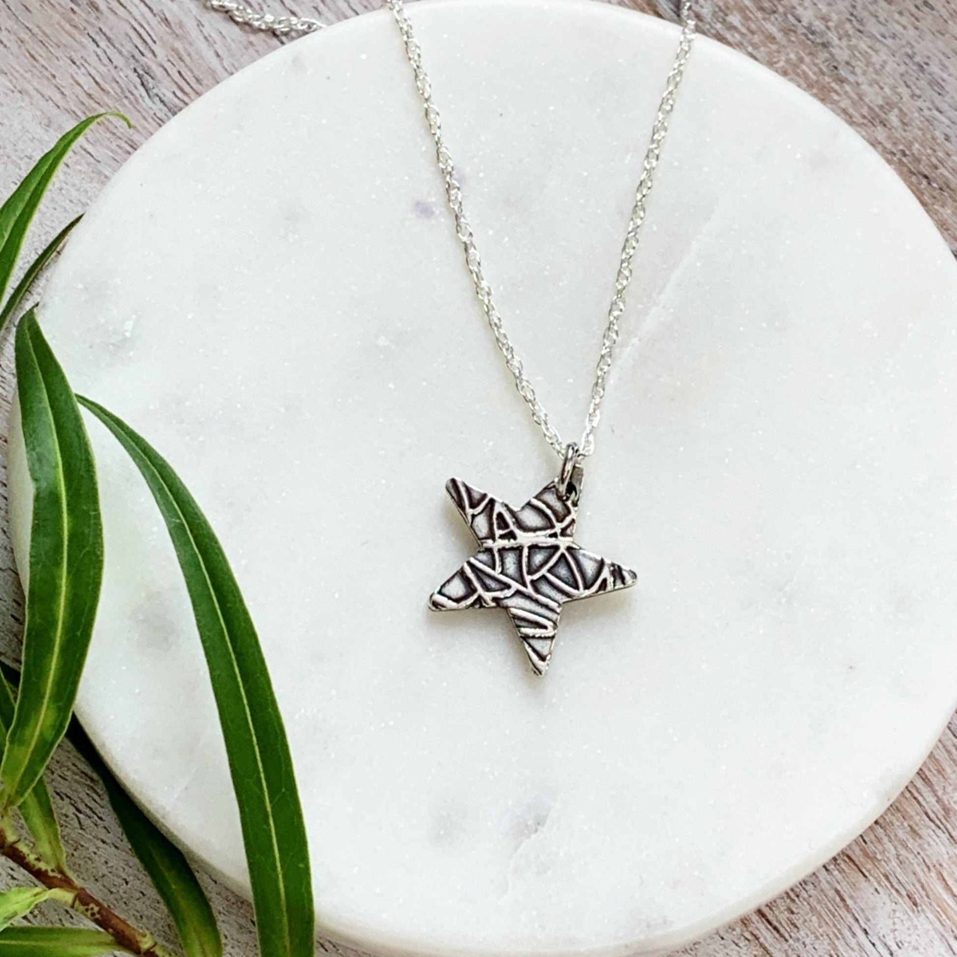 Bridesmaid Silver Star Necklace - Silver Magpie Fingerprint Jewellery