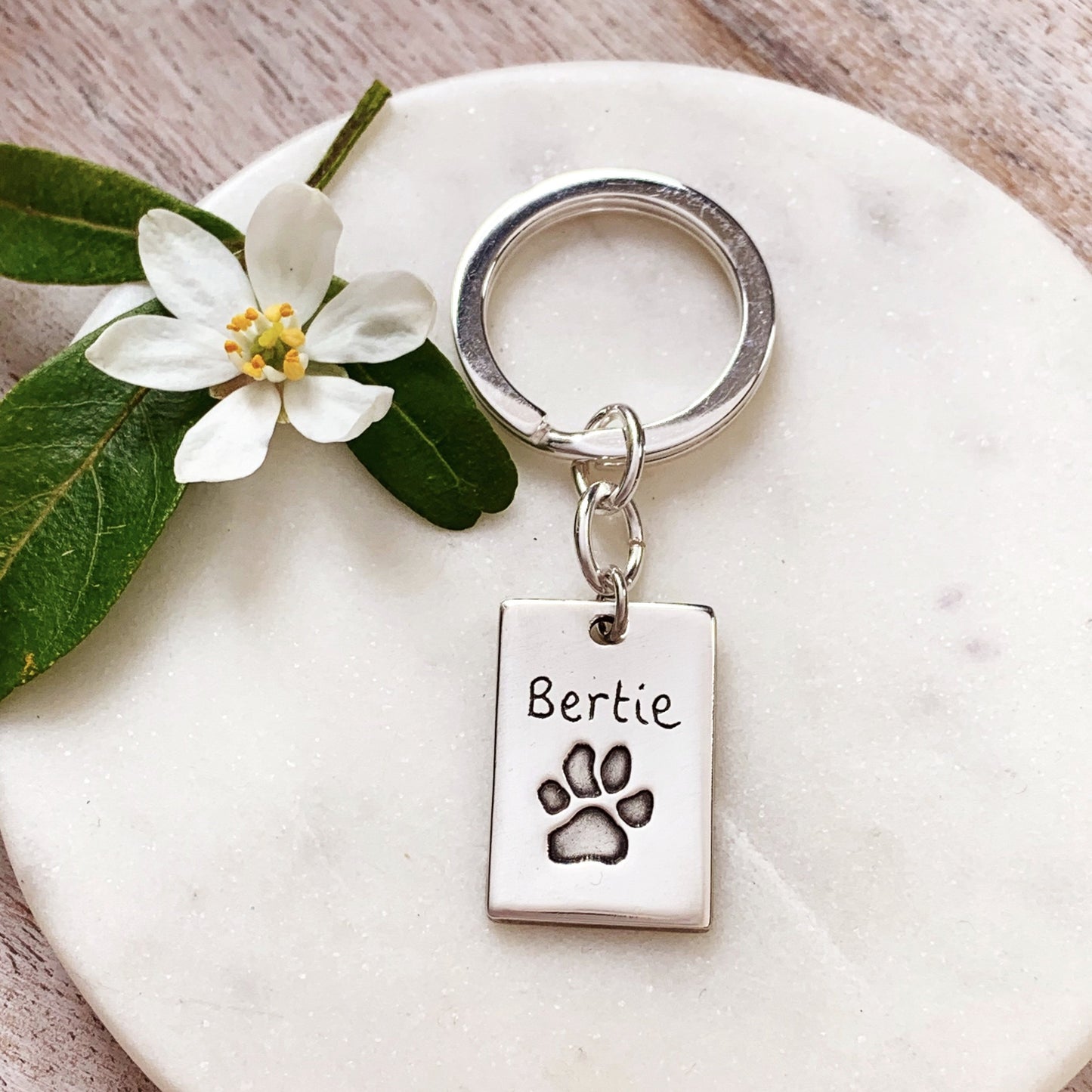 Paw Print Keyring - Silver Magpie Fingerprint Jewellery