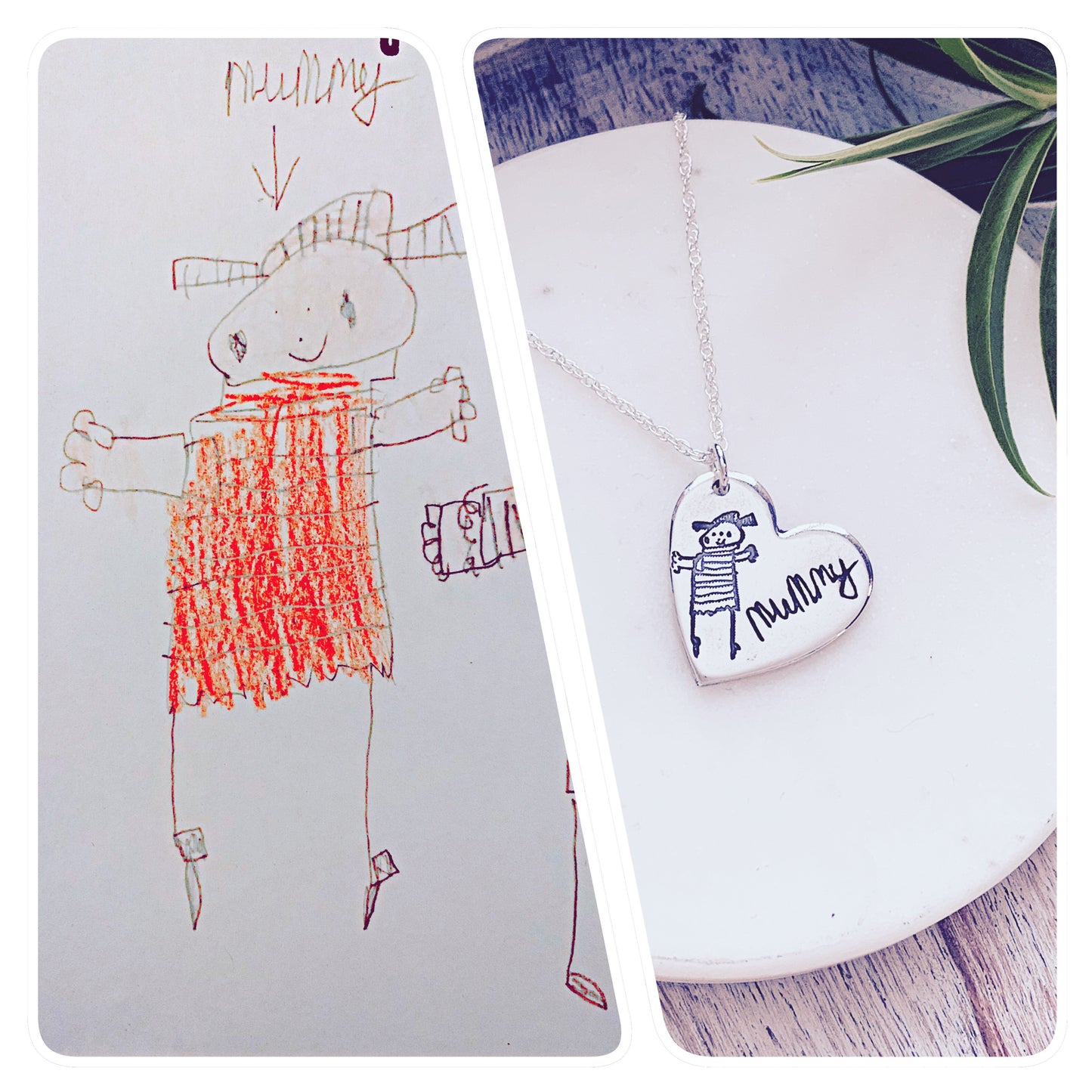 Doodle Necklace - Silver Magpie Fingerprint Jewellery