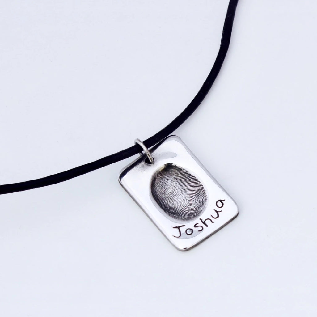 Fingerprint Dog Tag - Silver Magpie Fingerprint Jewellery